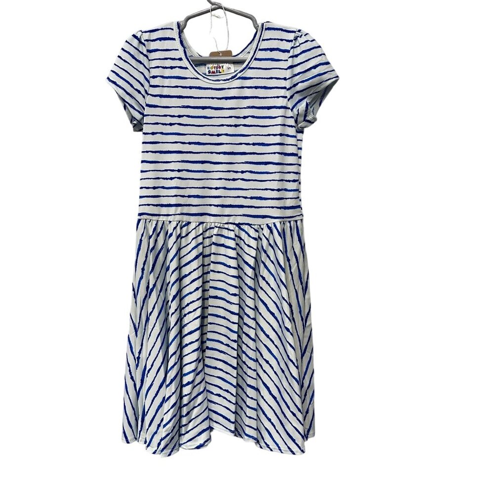 Dot Dot Smile Blue White Striped Dress Cap Sleeve LLR NWT Size 5/6
